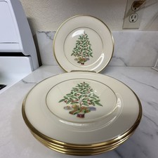 Lenox Dimension Holiday Tree 8 1/8” Salad Plates Porcelain set of 5. picture