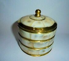 Brass Ornate Handmade Mother of Pearl Decorative Trinket Box Jewelry Ring        picture