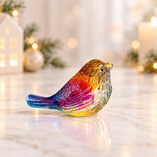 Multicolor Glass Bird Figurine Christmas Shelf Tabletop Home Decor Accent 3 Inch picture