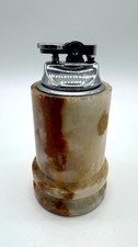 Vintage Onyx Marble Table Lighter Chrome Insert Japan MCM 1960s 1970s picture