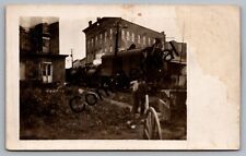 Real Photo Laying R.S. & E. Trolley Tracks Through Town Jordan NY RP RPPC H482 picture