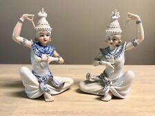 Vintage Seizan Fine Art Porcelain Thai Siamese Porcelain Pair Temple Dancers picture
