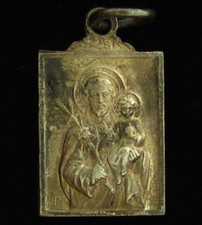 Vintage Saint Joseph Medal Patron Saint of Workers Jesus Petite Medal Small Size picture