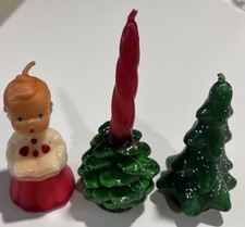 3 Vintage Gurley Candles Caroler Tree Pinecone Christmas picture
