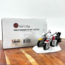 Deot 56 Snow Village HARLEY-DAVIDSON FAT BOY & SOFTAIL Ceramic Christmas 54900  picture
