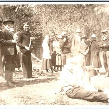 c1910s Outdoor Gathering Picnic Crowd RPPC Fashion Hats Photo Postcard picture