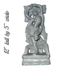 Vintage Indian Soapstone Celestial Dancer Apsara Sculpture 12” Hand Carved picture