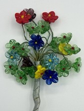 Vintage Bouquet Miniature Glass Flowers Czech picture