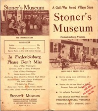 Stoner's Museum Fredericksburg VA Vintage Travel Leaflet TL6 picture