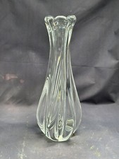 Orrefors Lotus Flower Swung Crystal Glass Vase Etch Signed Art Deco picture