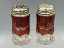 c 1900 NEW PAYNESVILLE MINNESOTA Ruby Flashed Glass S&P Shakers Souvenir picture