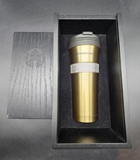 RARE 2014 Limited  Edition Starbucks GOLD & SWAROVSKI CRYSTAL EMBEDDED TUMBLER  picture