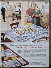 1949 Simtex Mills Tablecloth Cloths And Matkins vintage Ad  picture