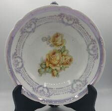 Germany Lusterware Porcelain Serving Bowl Yellow Roses 9-1/8
