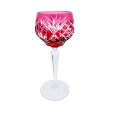 Nachtmann Cranberry Cut to Clear Crystal Hock Wine Glasses Germany Roemer picture