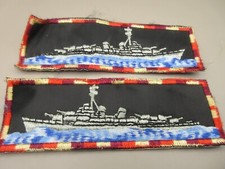 RARE Pair WWII USN Navy USS Constitution Liberty Cuff Title Patch BATTLESHIP picture