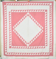 DAZZLING Vintage 30's Sawtooth Diamond in a Square Antique Quilt Top picture