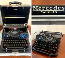 Vtg 1938 MERCEDES Selekta Glossy Black Deco Umlaut Typewriter w/ Case Germany picture
