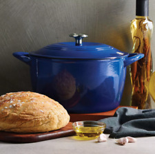 Enameled Cast Iron 7-Quart Covered Round Dutch Oven - CLASSIC BLUE color - safe  picture