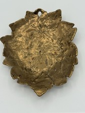 Vintage Cambron Buttercup Brass Leaf Dish Trinket Tray 5.5” Botanical Decor picture