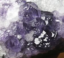Museum Quality-Extreme transparent Trapezoidal Purple Phantom Fluorite & Calcite picture