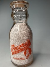 Cream Baby Top Round Orange Pyro Pint Milk Bottle Pecora’s Dairy Hazleton Pa  picture