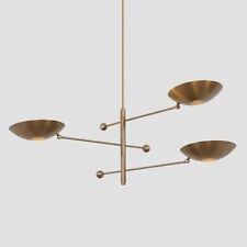3 Light Mid Century Modern Raw Brass Pendant Sputnik chandelier light Fixture picture