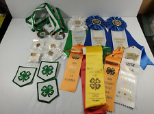 Vintage LOT COUNTY FAIR 4-H RIBBONS MEDALS PINS PATCHES AWARD 4H New Jersey picture