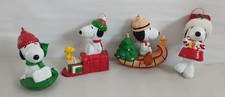 VTG 4pc Snoopy Christmas Ornaments Peanuts Hallmark Adler Dept 56 Woodstock picture