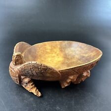 Vtg Wood Carved Sea Turtle Nut Fruit Bowl Platter 11