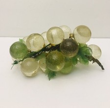 Vintage Clear Lucite Acrylic Grapes Cluster Gold Confetti Glitter picture
