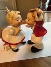 Vintage Joseph Originals Ceramic X- Mas Boy And Girl Under The Mistletoe, RARE picture
