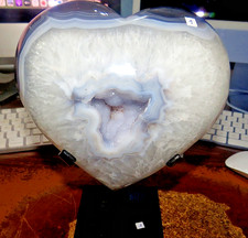 snow quartz Druze crystal geode cluster heart cathedral Uruguay polished agate picture