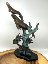 San Pacific International SPI Bronze Brass Humpback Whales Sculpture 13