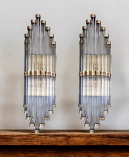 1 PC VINTAGE ART DECO BRASS & GLASS ROD WALL SCONCE LIGHT FIXTURE SKYSCRAPER #30 picture
