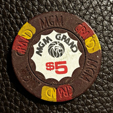 MGM Grand Casino Chip - $5 1970s Vintage rare obsolete Las Vegas picture