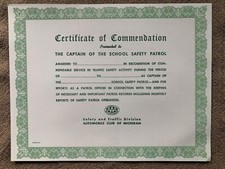 Vintage AAA Captain Of Safety Patrol Certificate Automobile Club Michigan picture