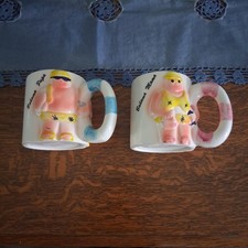 Vintage E&R Bahama Papa & Bahama Mama 3D Mug Set Retro Beach Tiki Bar Ware Mugs picture
