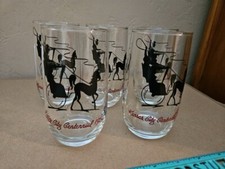 Kansas City Centennial 1950 Vtg Set of 5 Glasses Cups Tumblers Horse and Buggy picture