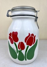 VTG Treasure Craft Nina Floral Ceramic Hermetic Canister Jar 8.25” Cottage Core picture
