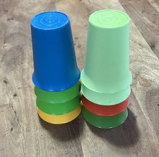 Set Of 8 Vtg Tupperware Kids Juice Cups 8 Oz Stacking Bell 109-35 picture