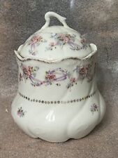Antique Floral Porcelain Biscuit/Cracker Jar with Lid (7