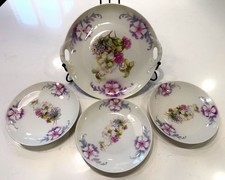 Vintage RS Prussia ? Plates Floral Hibiscus Transferware Luster Pearl Shine picture