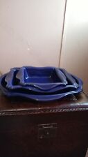 Set of 3 Beautiful Cobalt Blue Servings Trays w/Ruffled Edges picture