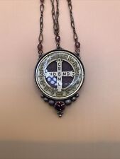 Vintage St. Benedict PAX Medallion Pendant for Necklace Gold tone 2.25 in picture