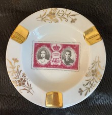 LIMOGE PORCELAIN RANIER & KELLY WEDDING COMMEMORATIVE ASHTRAY 4/19/56  picture