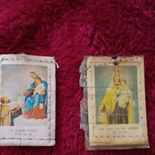 Vintage Catholic Prayer Cards: St. Simon Stock & Our Lady of Mt. Carmel picture