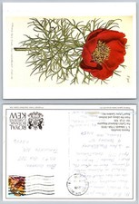 Paeonia Tenuifolia Fernleaf Peony Botanical Art Postcard Kew Gardens 1990 picture