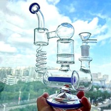 purple Recycler rig Coil Honeycomb Multiple pipes bong Glass Water Smoking 14mm picture