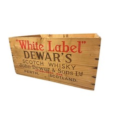 Vintage Dewar's White Label Scotch Whisky Wooden Crate Made in Scotland picture